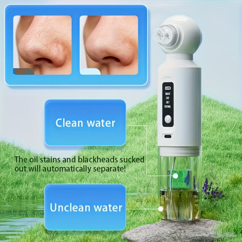 6-in-1 Electric Blackhead Remover Vacuum with USB Charging Heat Compress Deep Cleaning Rechargeable Lithium Battery