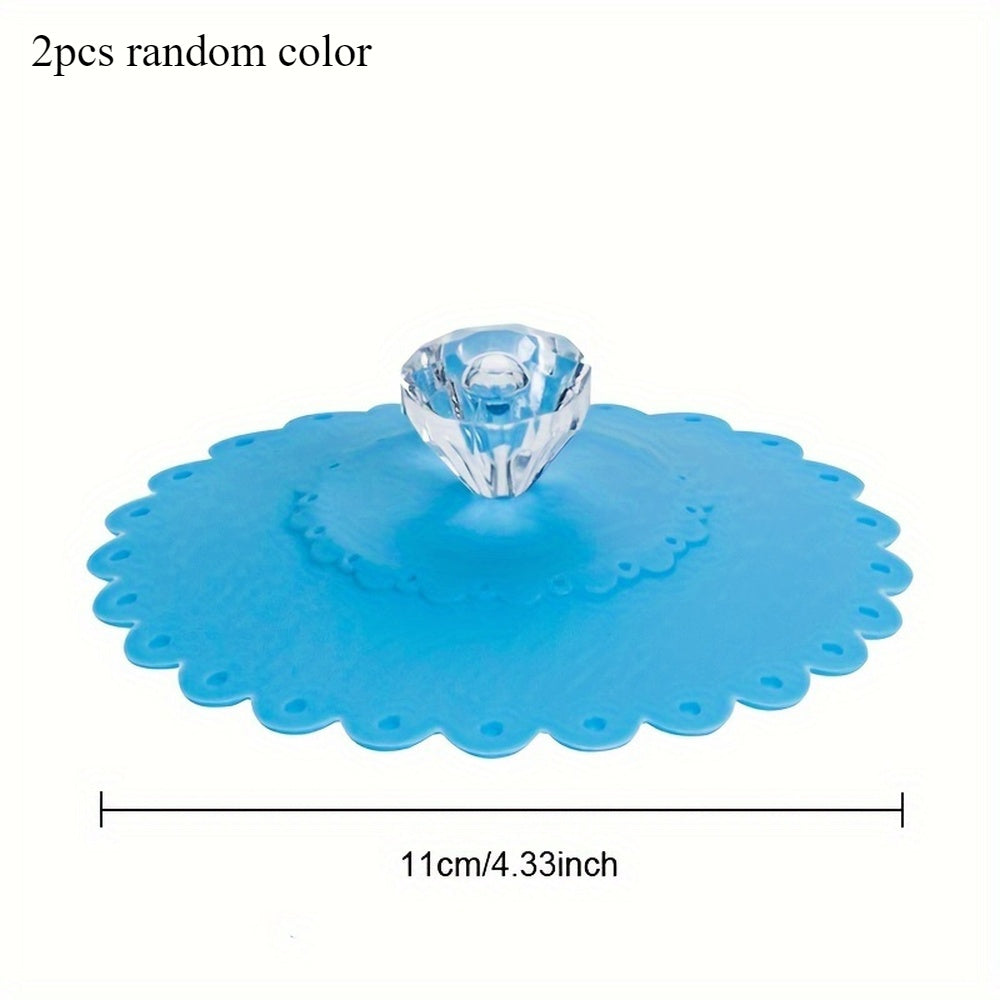 Set of 2 Flower-Shaped Silicone Cup Lids Heat-Resistant Dustproof for Mugs