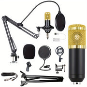 Black and Gold Metal USB Condenser Microphone for Gaming Streaming Recording