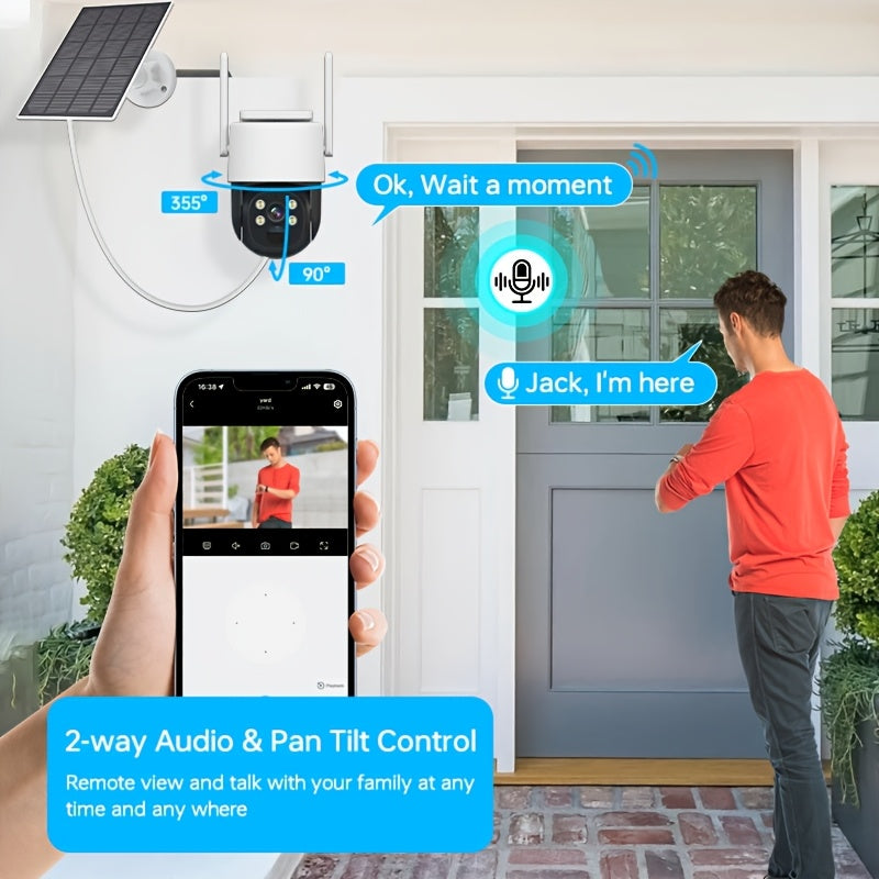 Outdoor Solar Security Camera 360 Degree WiFi Night Vision Two-Way Audio Waterproof