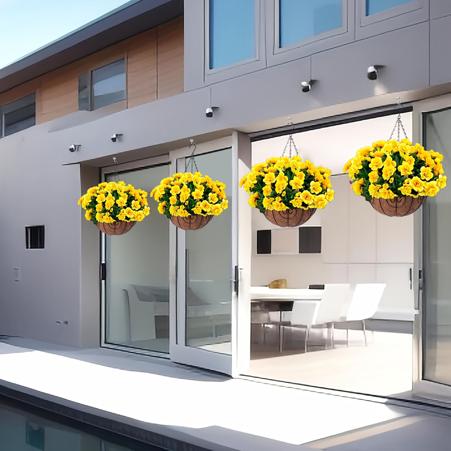 Sun'iy kamelliya gullari, UV qarshilik, tashqi bezak, 4 buket