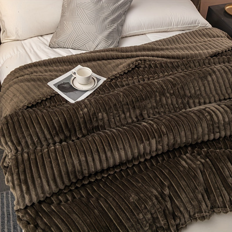 Plush Checkered Rabbit Fur Effect Blanket for Cold Nights and Cozy Snuggling