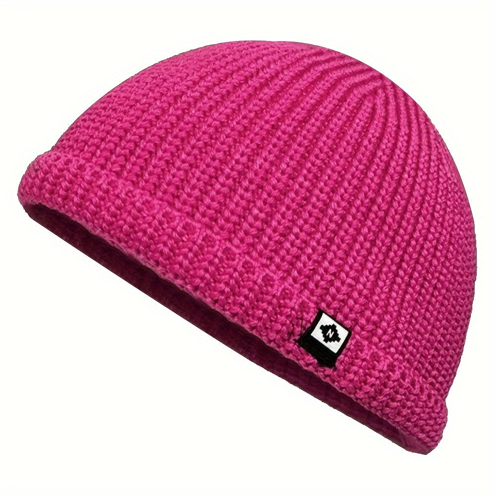 Bir parcha asosiy baliqchi beanie, jinsiga qarab bo'lmagan mustahkam rangli to'qilgan shlyapa, zamonaviy sovuqdan himoya qiluvchi bosh shlyapa, ayollar va erkaklar uchun ribbed beanie