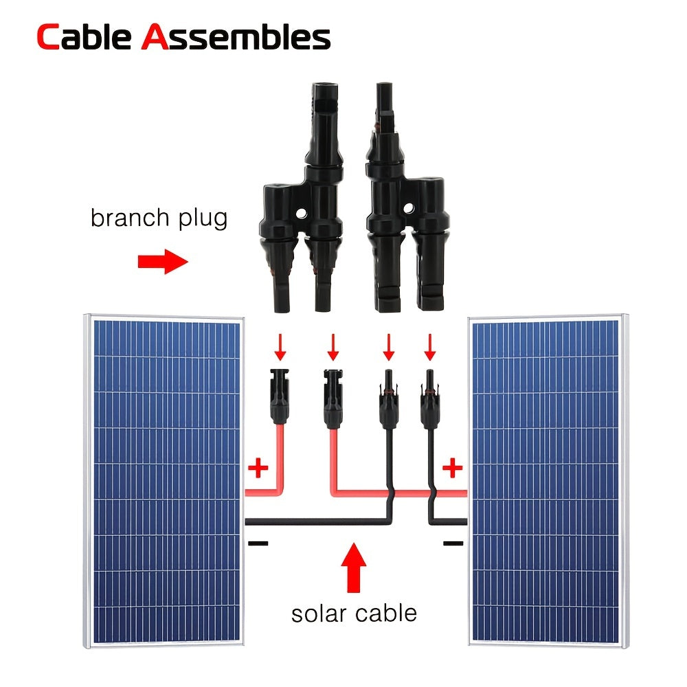 Pair Solar Y-Connector for Panels FMM MFF Parallel Connection Black PVC Anti-Static