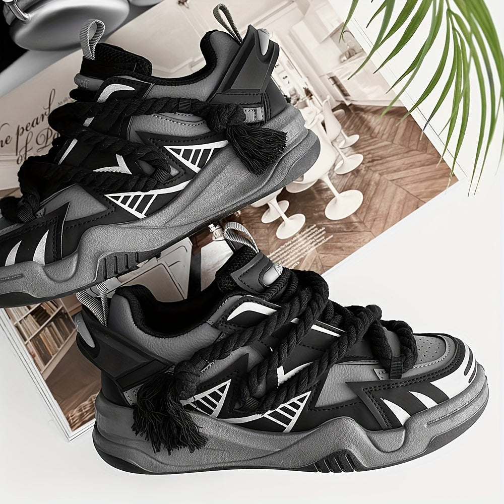 Men's Casual Low Top Sneakers Rubber Sole PU Fabric Solid Color All-Season