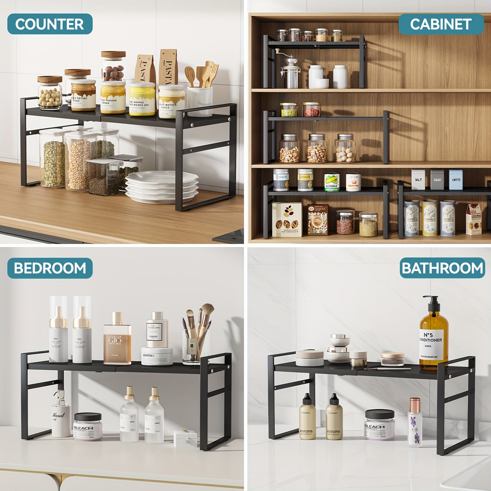 Expandable Cabinet Shelf Organizer for Kitchen Pantry Bathroom Storage