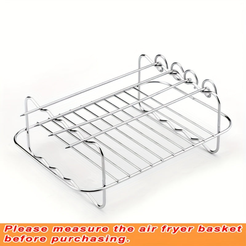 Stainless Steel Kebab Grill Rack with Skewers for Air Fryer Deep Fryer and Pressure Cooker