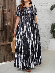 Plus Size Tie Dye Maxi Dress for Women Casual Spring Summer Long Length