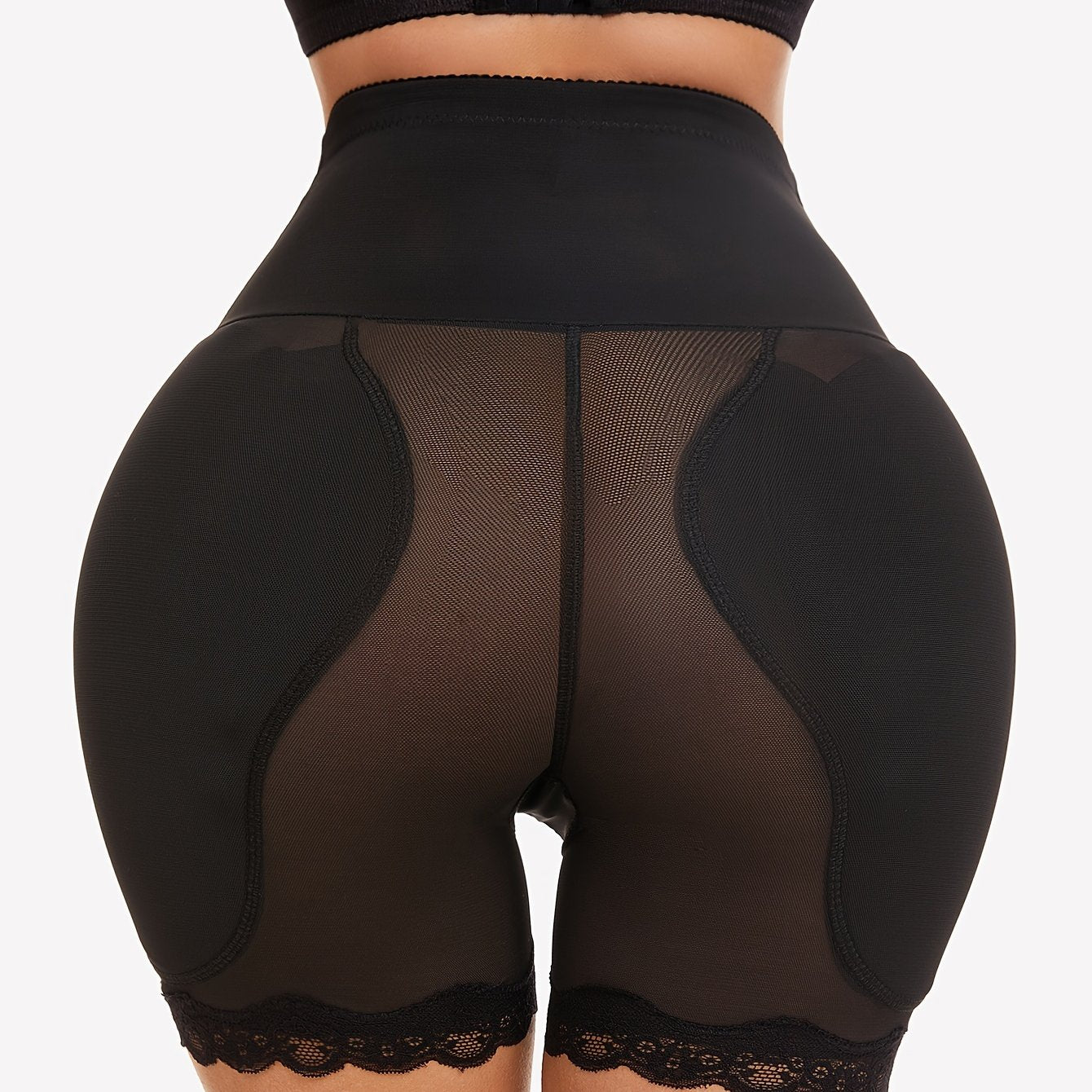 Mid-Waist Shaper Panties with Fake Hip Pads Mesh Tummy Control Slimming Waist Butt Lifter