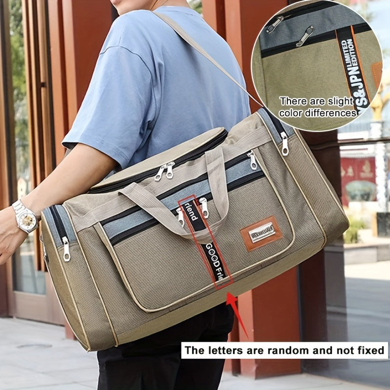 Nylon Travel Duffel Bag with Shoulder Straps Spacious Lightweight Gym Overnight Black Gray Khaki