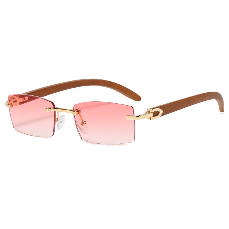 Gafas de sol rectangulares sin montura para hombre 2023, estilo retro, marco pequeño, gafas sin montura