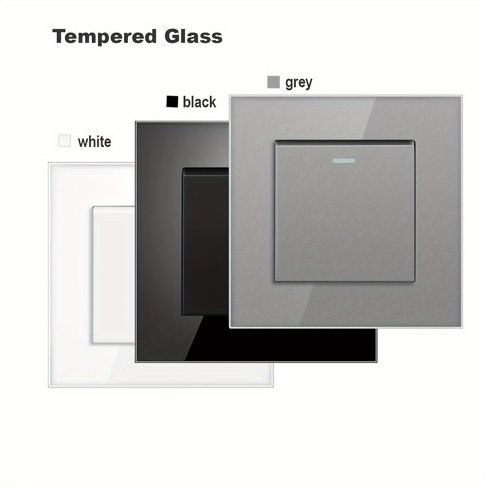 Tempered Glass Wall Switch 1GANG 2GANG 3GANG in White Gray Black
