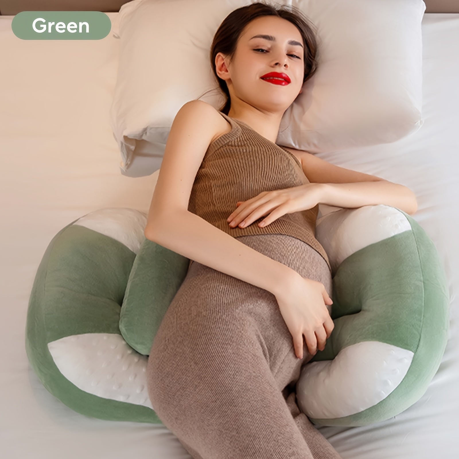 U-Shaped Maternity Pillow Polyester Fiber Adjustable Back Support Lightweight