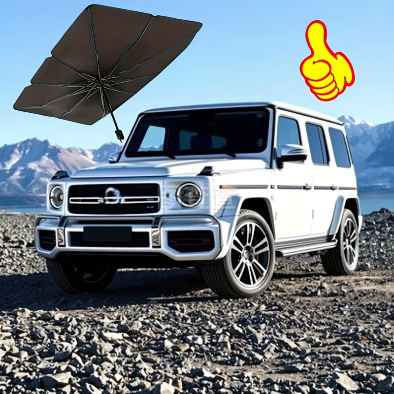 Universal Extra Large Titanium Silver Car Sunshade Windshield Sun Umbrella