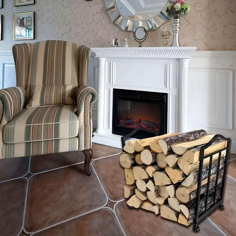 Metal Firewood Rack Stand with Adjustable Height for Indoor Outdoor Log Storage