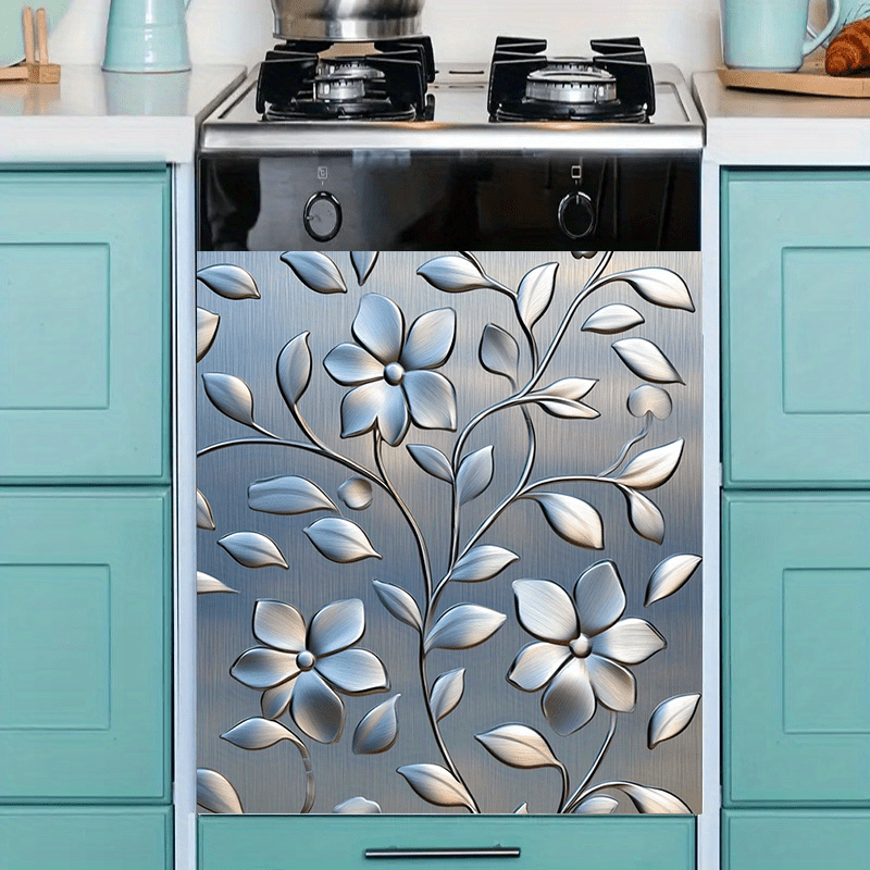 Edelki gullari PVC idish-tovoq eshigi magnit stiker, suv o'tkazmaydigan, iz qoldirmaydigan, 58.5x65cm