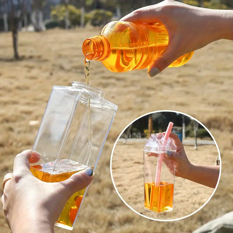 Botella de agua de plástico reutilizable 500ml 1000ml tapa a prueba de fugas de rosca para leche jugo té