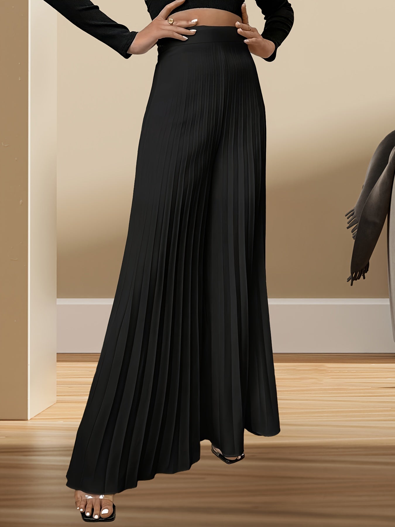 Women's Wide Leg Pants Casual Solid Polyester Spring Summer