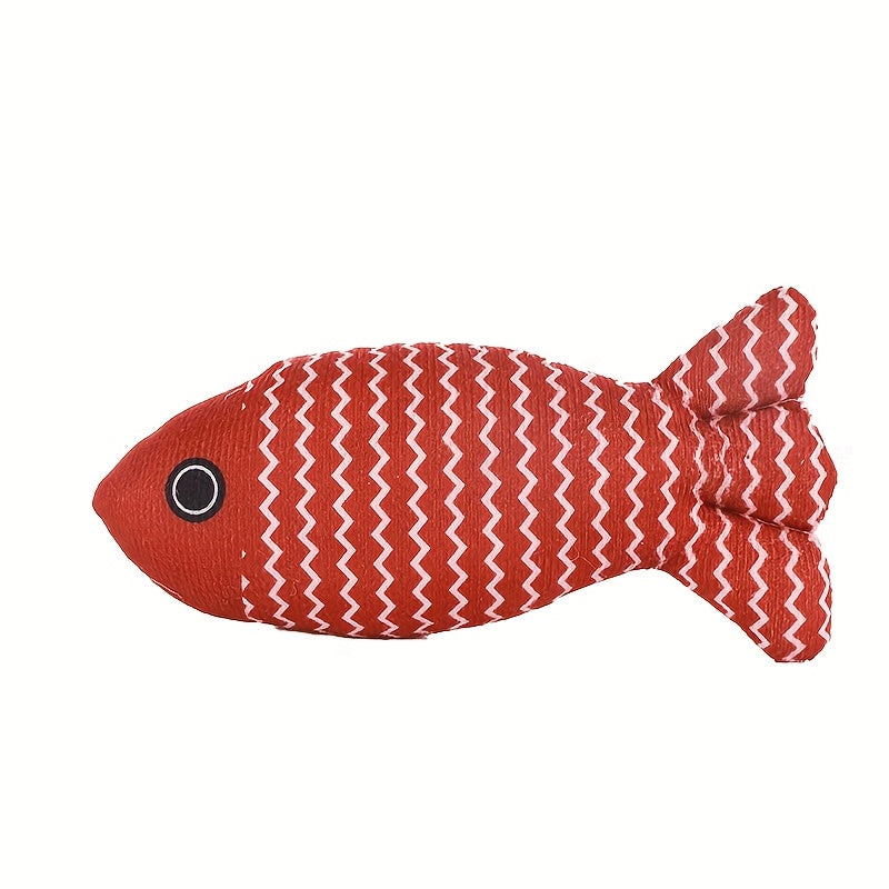 Durable Linen Fish-Shaped Cat Toy for Interactive Play with Sound