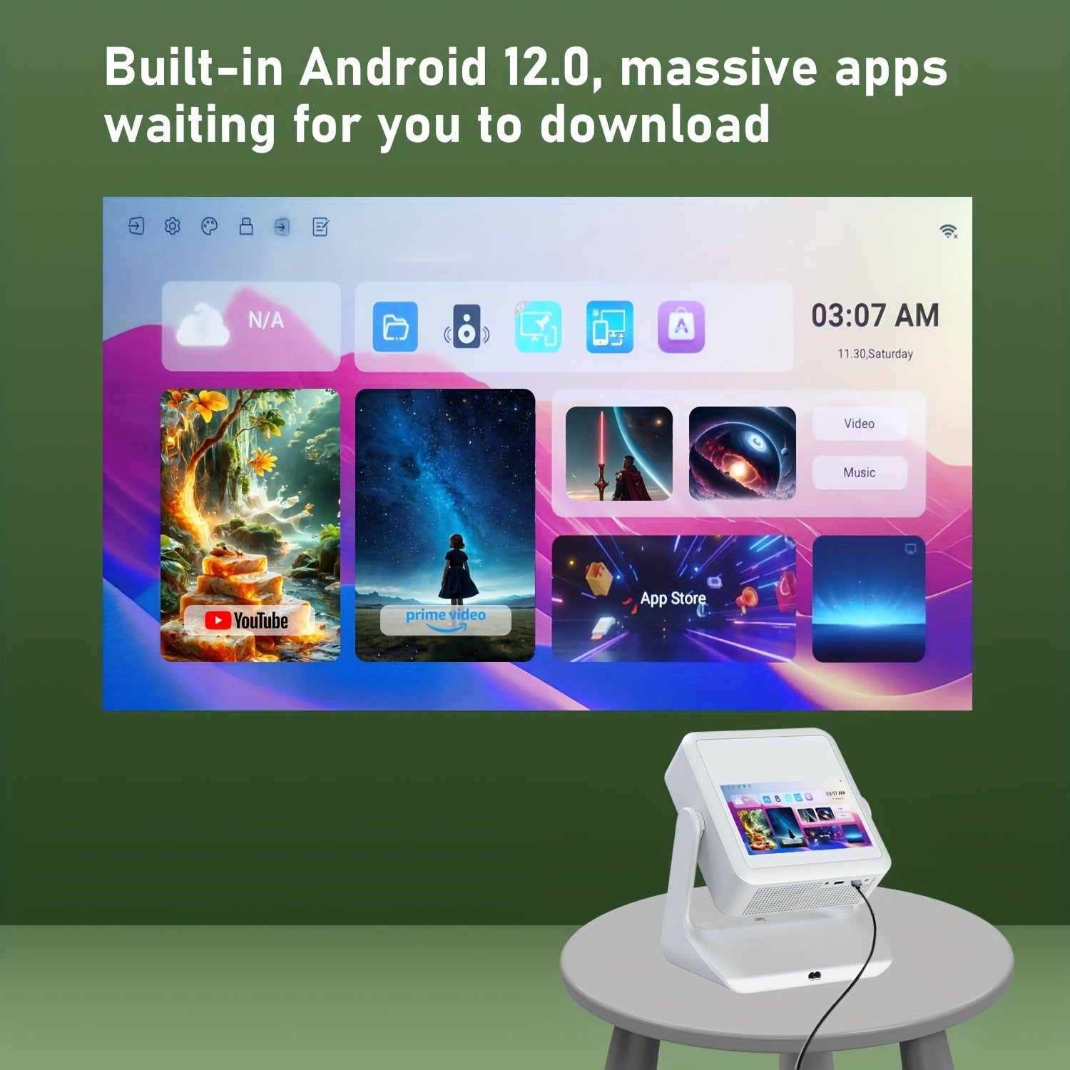 Портативный мини-проектор 1080P Full HD с поддержкой 4K, беспроводной сенсорный экран