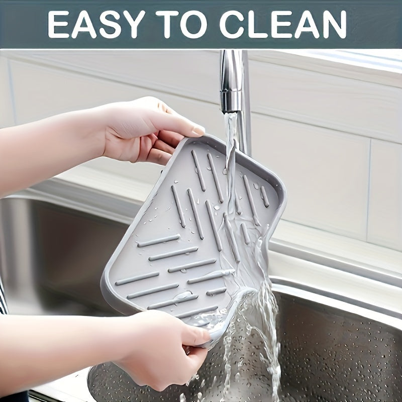 Silicone Kitchen Sink Organizer Tray with Soap Holder for 1 Piece