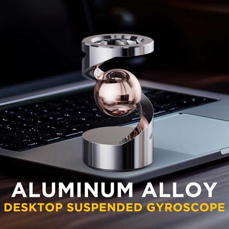Desktop Gyroscope Fidget Toy for Adults and Teens Aluminum Alloy Relaxation Desk Decoration Black Grey Silver