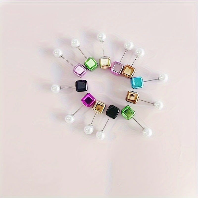 Square Hijab Pins Pack of 12 Resin Scarf Brooches Shawl Clips Fashion Accessories