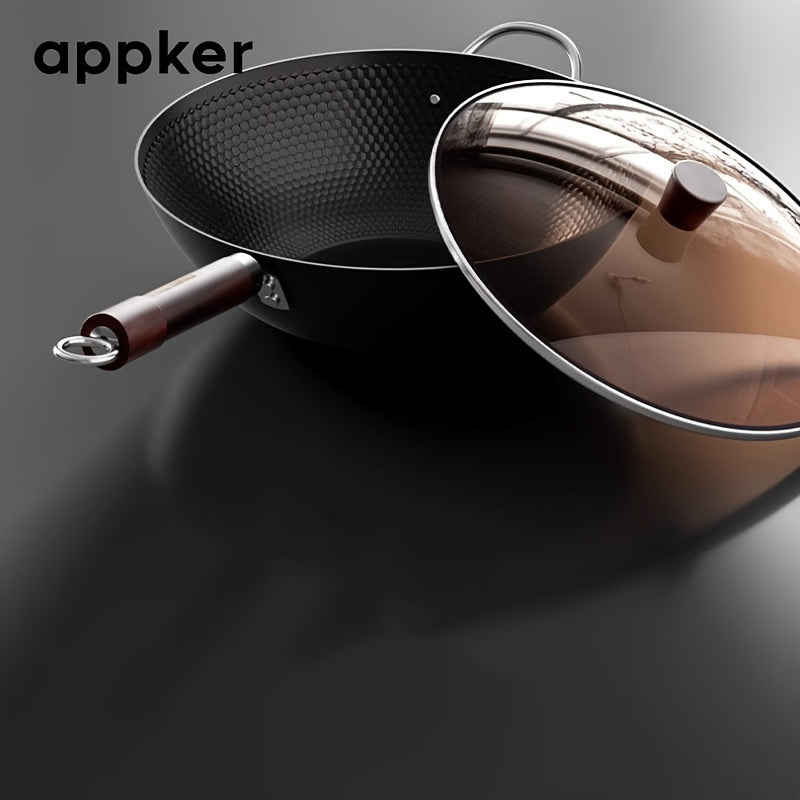 Durable Cast Iron Wok for Induction Gas Electric Stoves Non-Stick Cookware