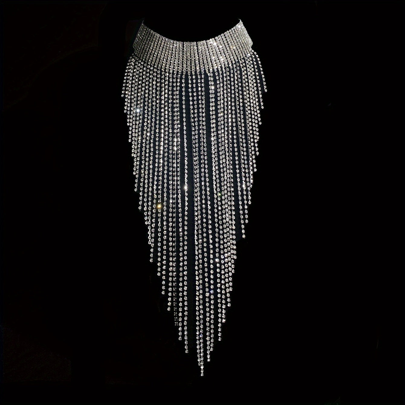 Rhinestone Tassel Necklace for Elegant Party Wear Jewelry for Nightclub Events