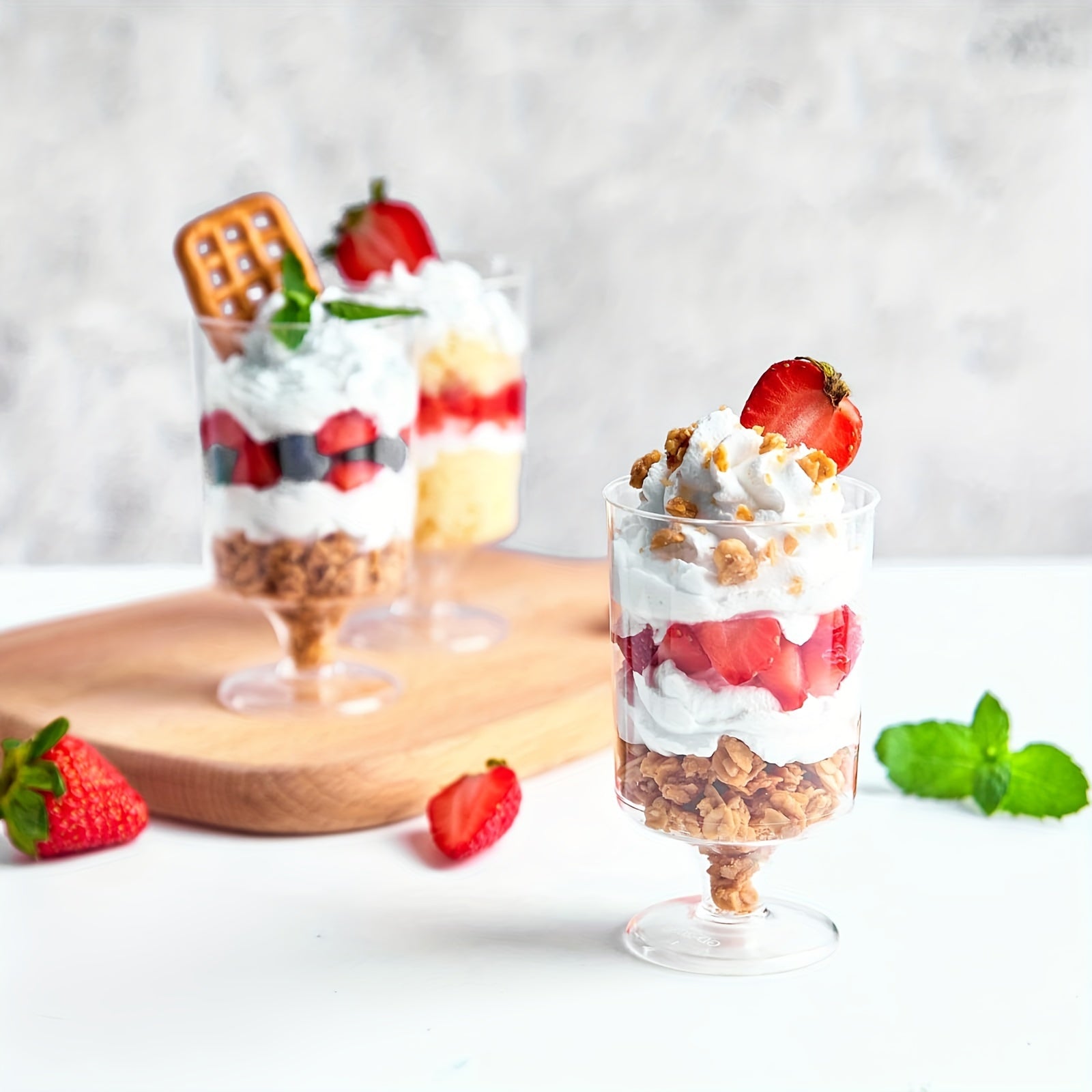 20 Pack 3.5 Oz Clear Mini Dessert Cups for Ice Cream Mousse Pudding and Snacks