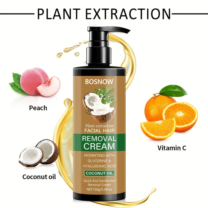 Crema depilatoria unisex de aceite de coco 150g sin dolor, rápida y suave