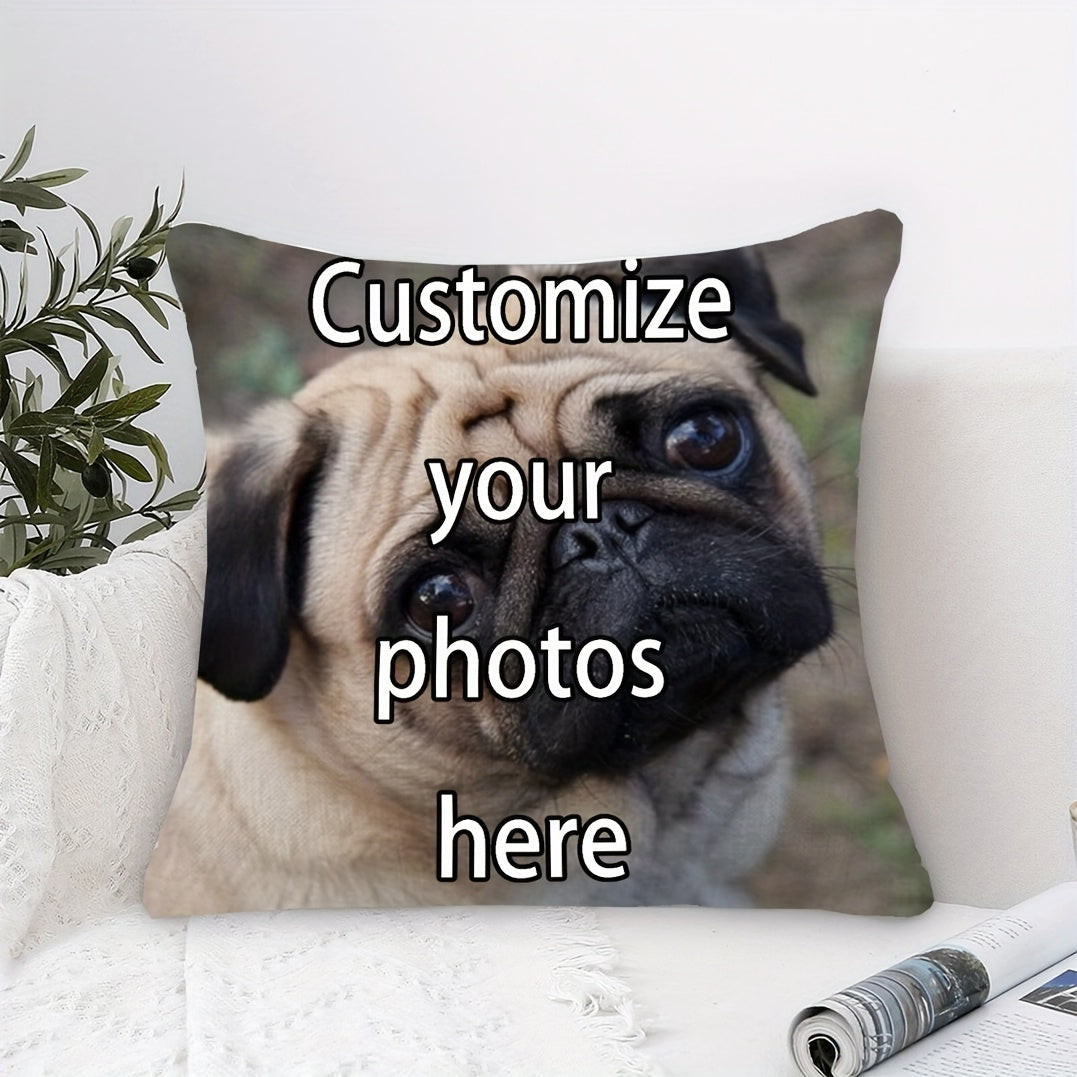 Soft Plush Pillow Cover 45.72cm Pug Design for Home Decor Sofa Couch Bed
