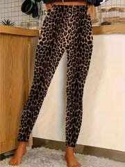 Women Plus Size Leopard Print Slim Fit Leggings Stretchy Comfortable