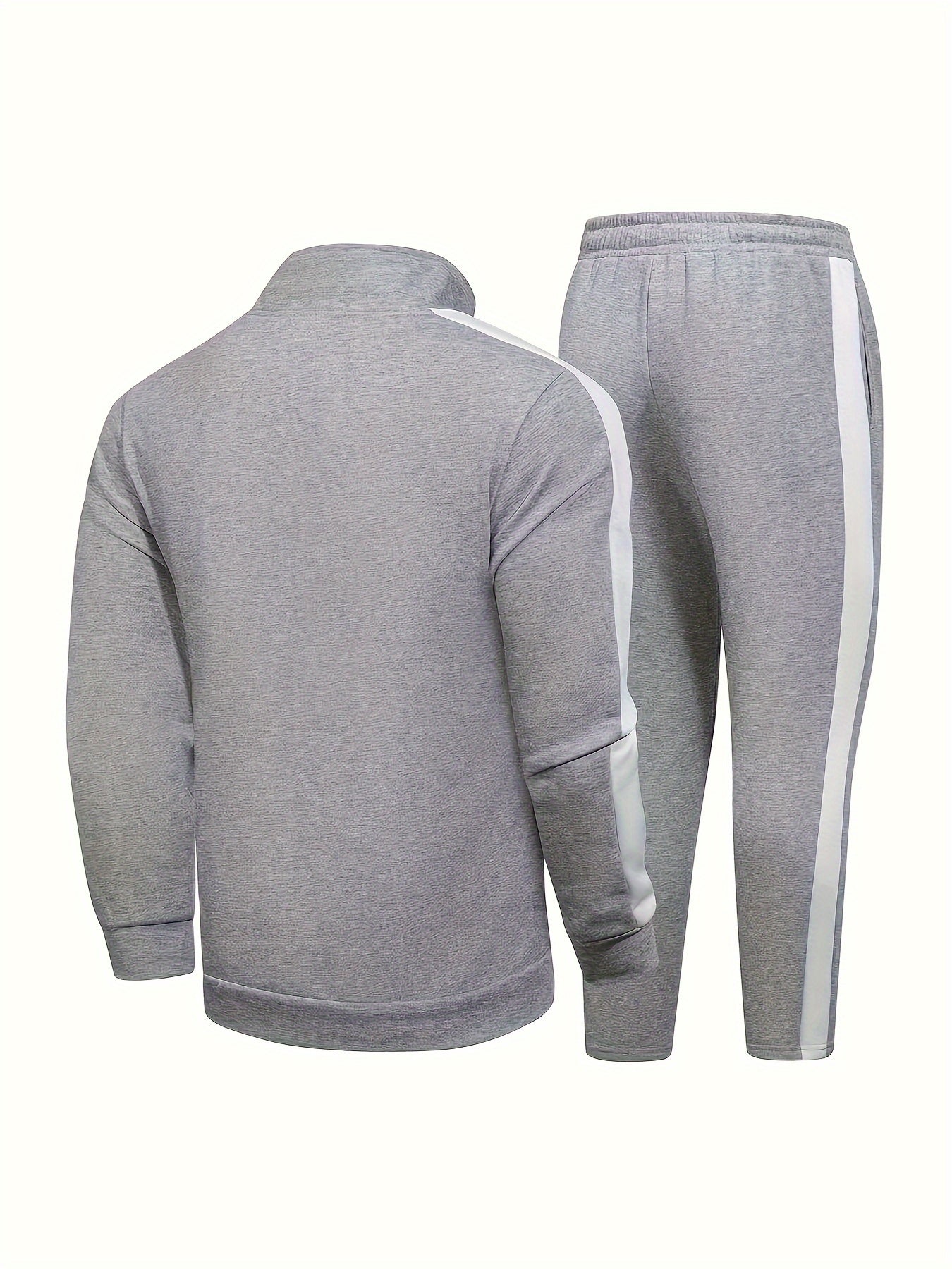 Men's Casual Color Block Sports Set Full Zip Jacket and Drawstring Pants Polyester Breathable