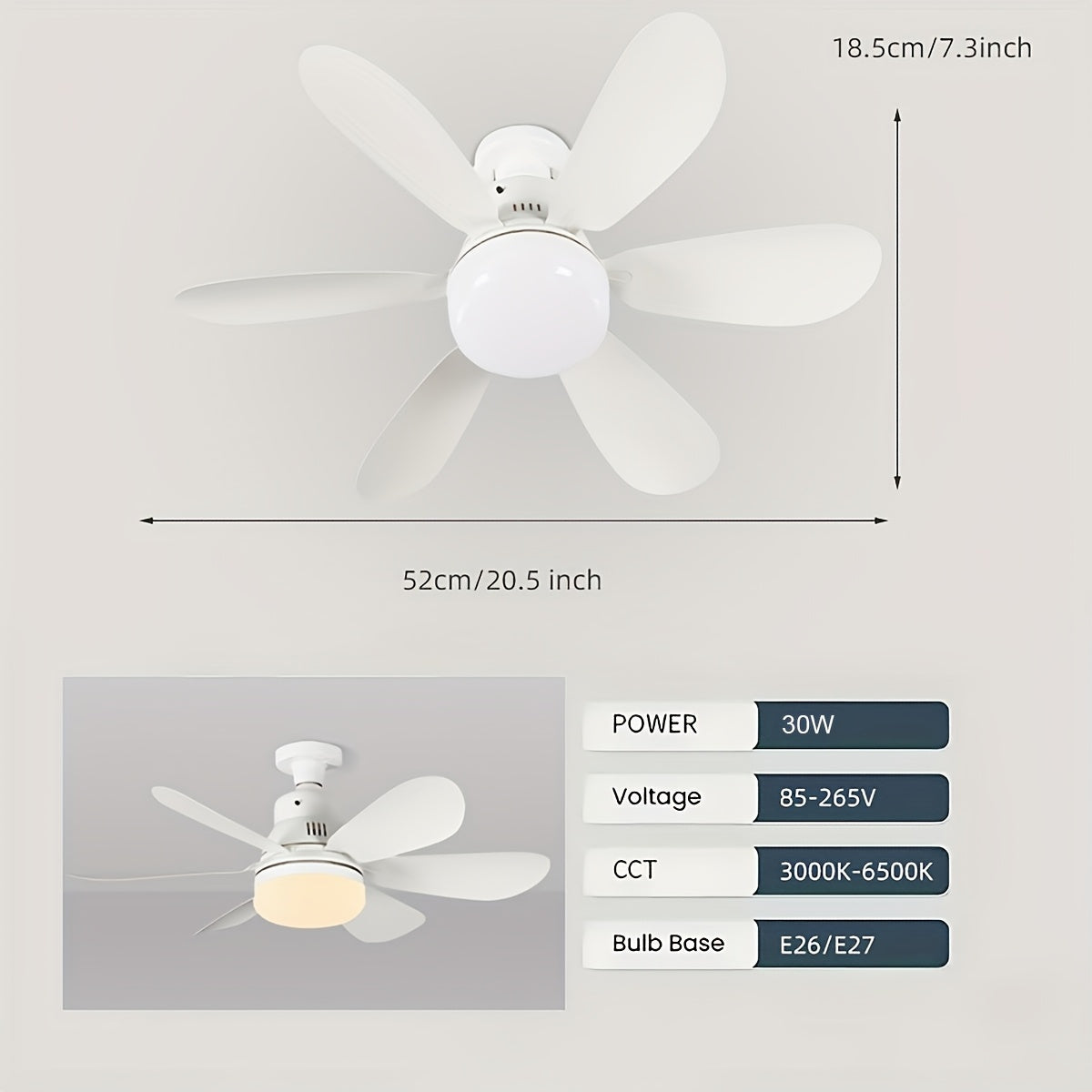 Ceiling fan with remote control adjustable light fan easy to install LED lights