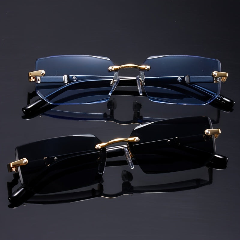 2 шт. бескаркасных праздничных очков с градиентными линзами, металлическая оправа, унисекс, стиль Y2K