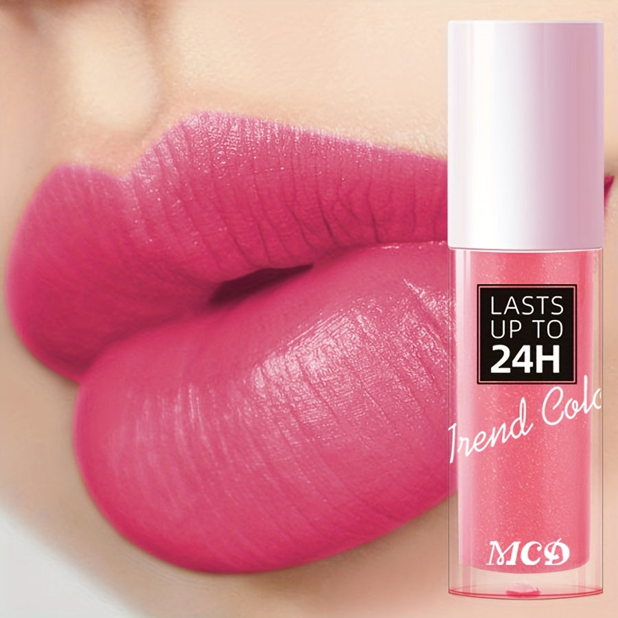 Brillo de labios mate de larga duración para mujer, no pegajoso, con alto pigmento rosa