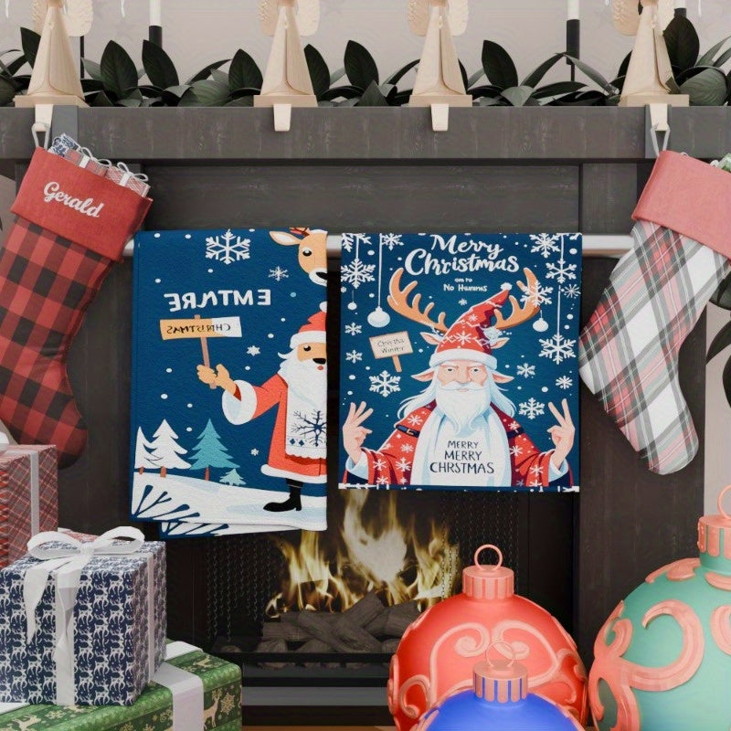 Two Pieces Kitchen Towels 18x26 Inches Christmas Winter Snowflake Decor Soft Cozy