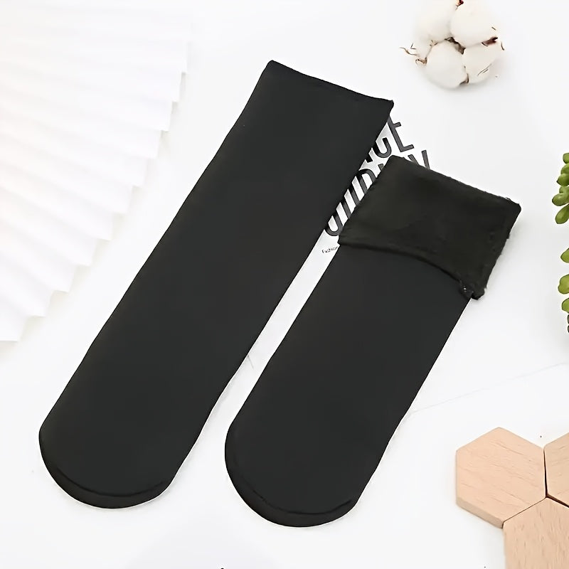 5 Pairs Women's Knee-High Socks Soft Breathable Elastic Polyester Winter Warm