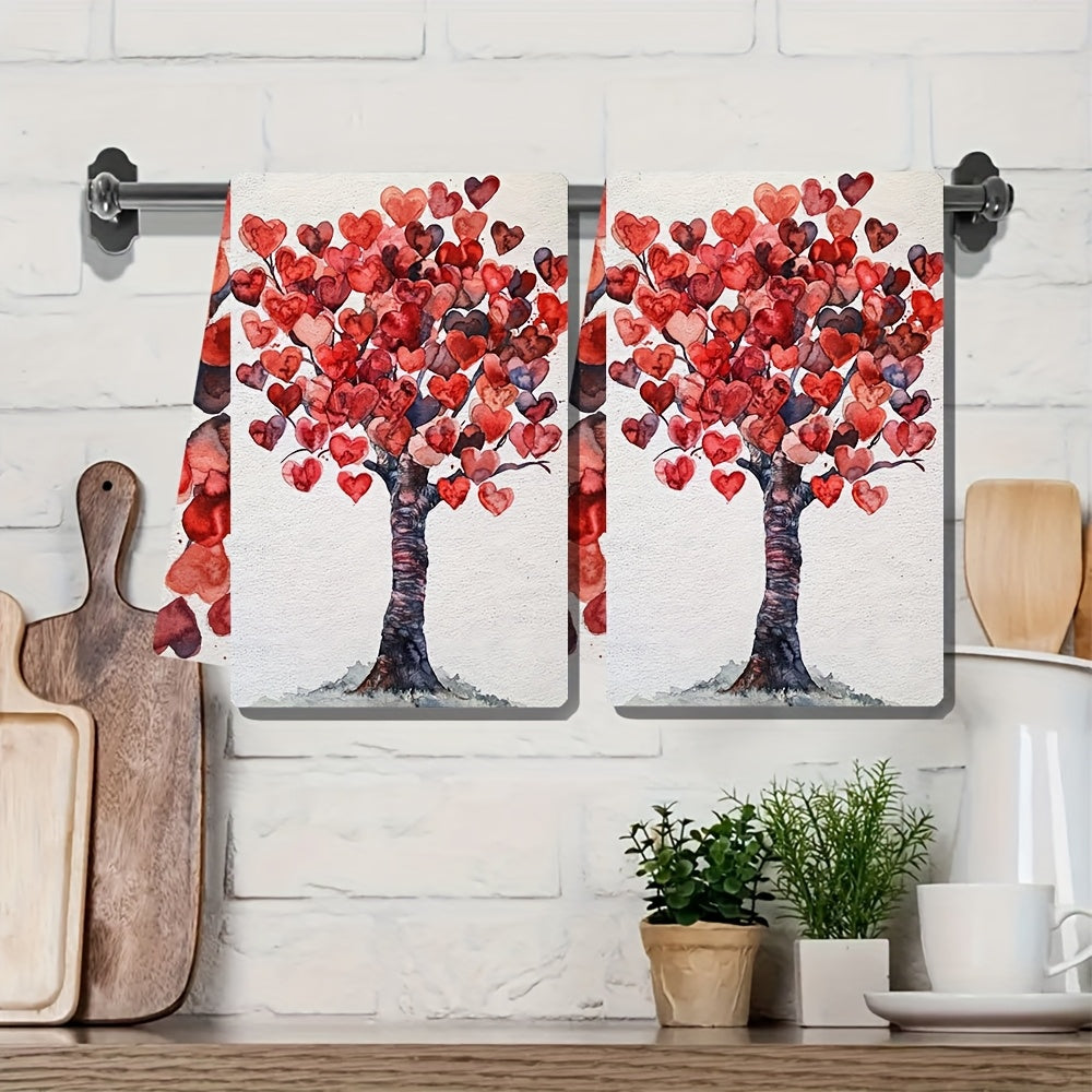 Juego de toallas de cocina árbol de San Valentín, toallas de mano suaves y absorbentes, 40x60 cm