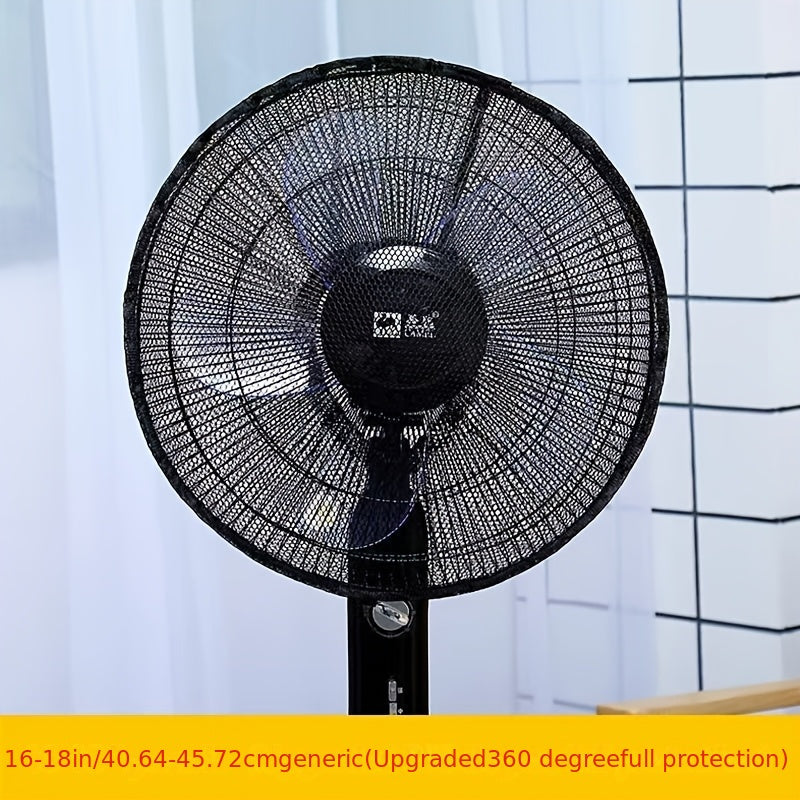 Anti-Pinch Fan Cover Safety Net Protects Hands Black White Accents 70cm