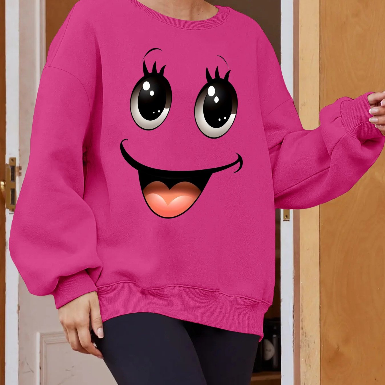 Plus Size Women's Long Sleeve Sweatshirt Geometric Pattern Breathable Casual Pullover