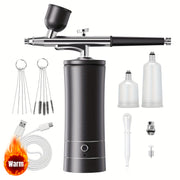 Turli ilovalar uchun portativ simsiz havo cho'tkasi to'plami, masalan, tirnoq san'ati, tort bezatish, makiyaj va model bo'yash. USB/batareya bilan ikki tomonlama quvvat, 900mAh sig'im.