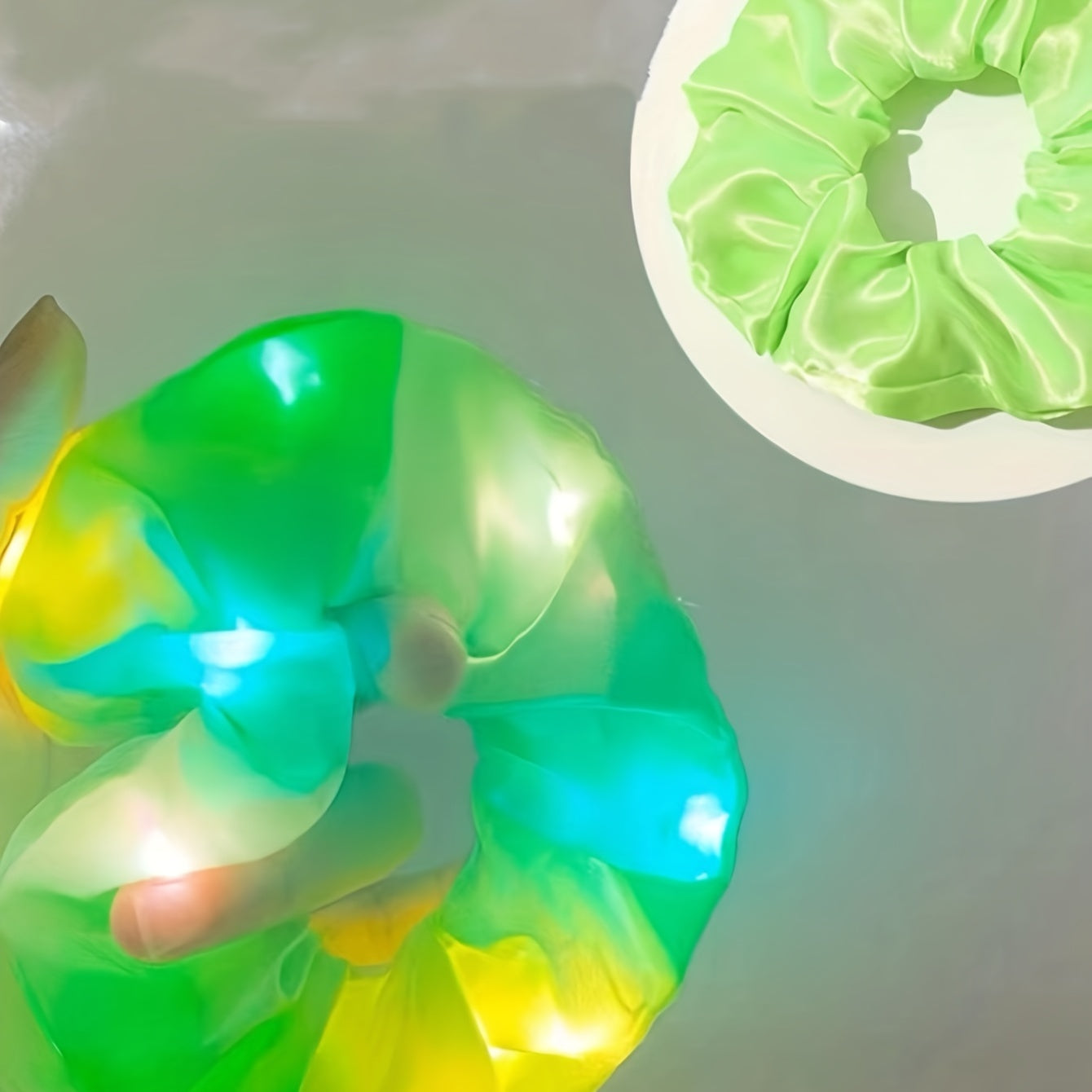 Set of 6 Neon LED Hair Scrunchies in Various Colors Light Up Hair Ties for Women at Parties and Festivals