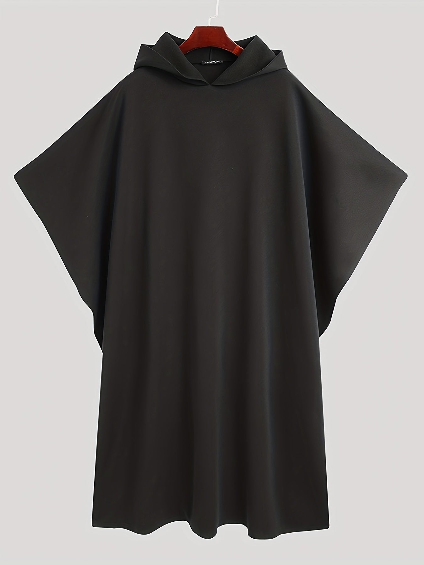 INCERUN Erkaklar uchun Keng Fitli Kapüşonli Kloak, Bahor/Kuz uchun Polyester Bir Rangli Palto, 180g/m² Matoga ega Tasodifiy Usul, Katta O'lcham