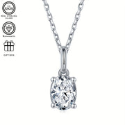 Sterling Silver Jewelry Set with Moissanite Pendant Necklace and Stud Earrings for Women