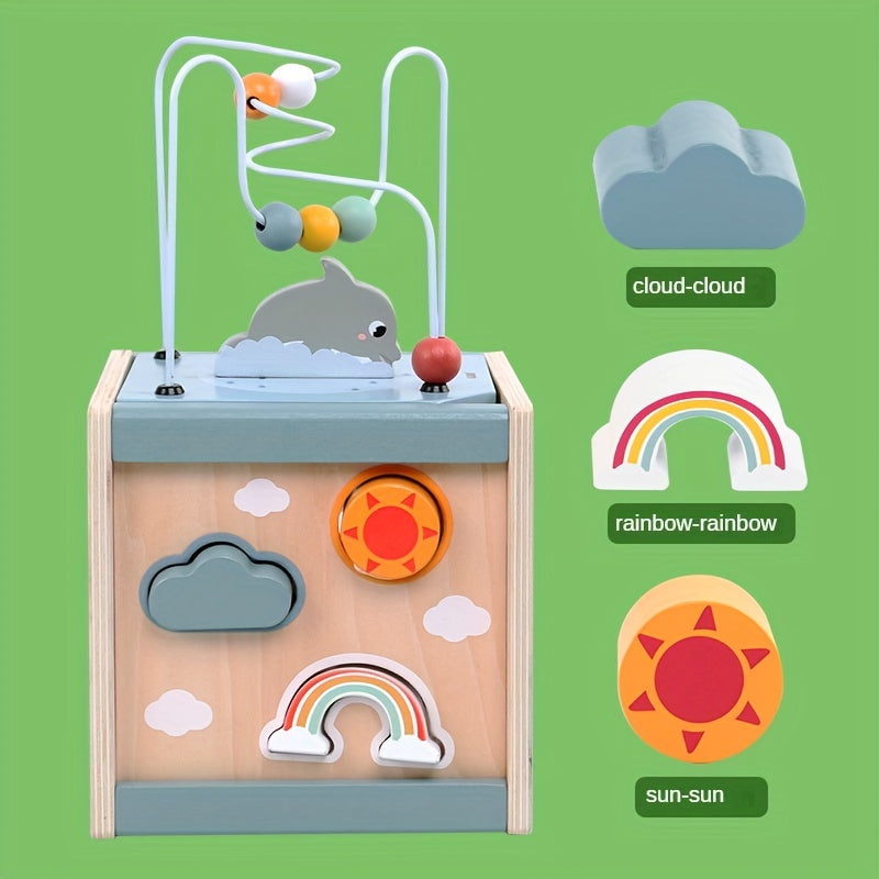 Children's Ocean Puzzle Bead Box Activity Cube Toy for Babies Early Learning Hands-On Development