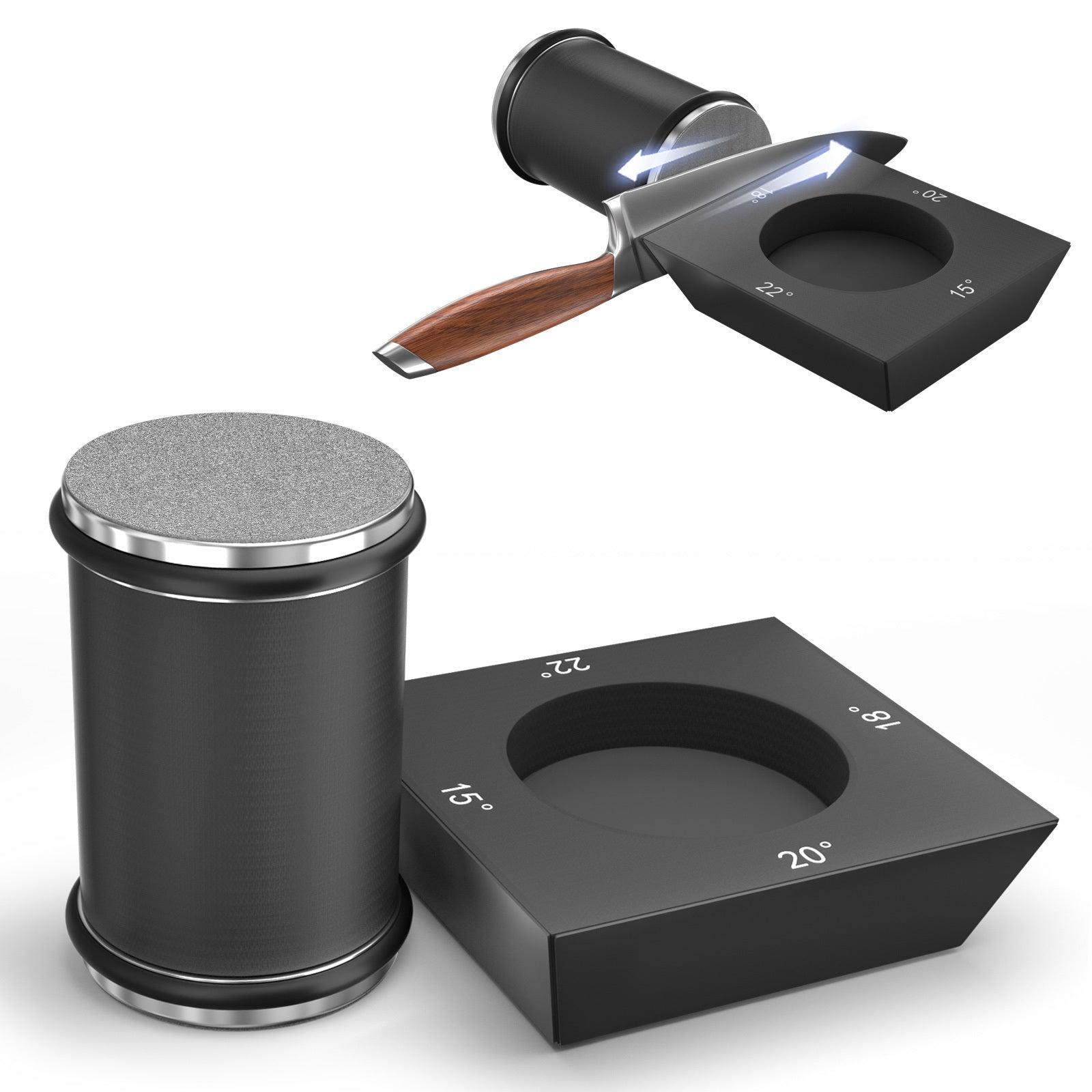 Qora pichoqni shimgich bilan 4 burchak qoʻllanma bilan oshxona pichoqlari uchun qoʻlda tizim bardoshli