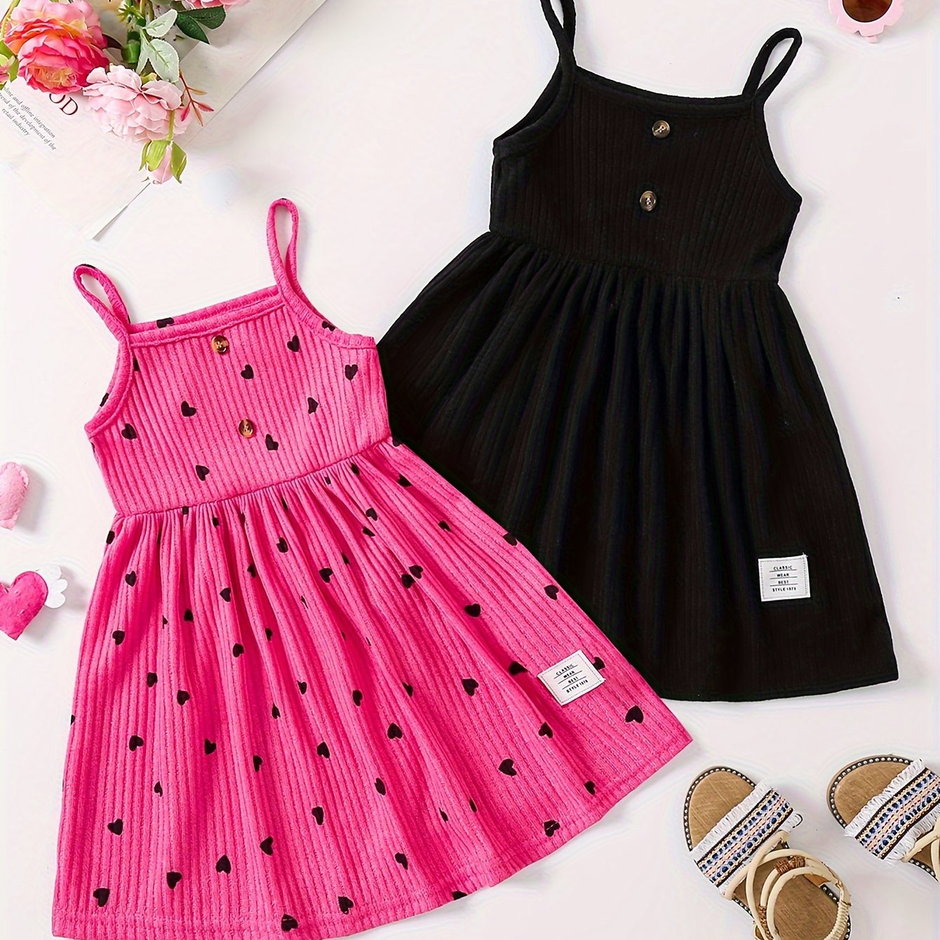 Girls Sleeveless Casual Dress Made of Stretchy Polyester Solid Color for Spring Fall
