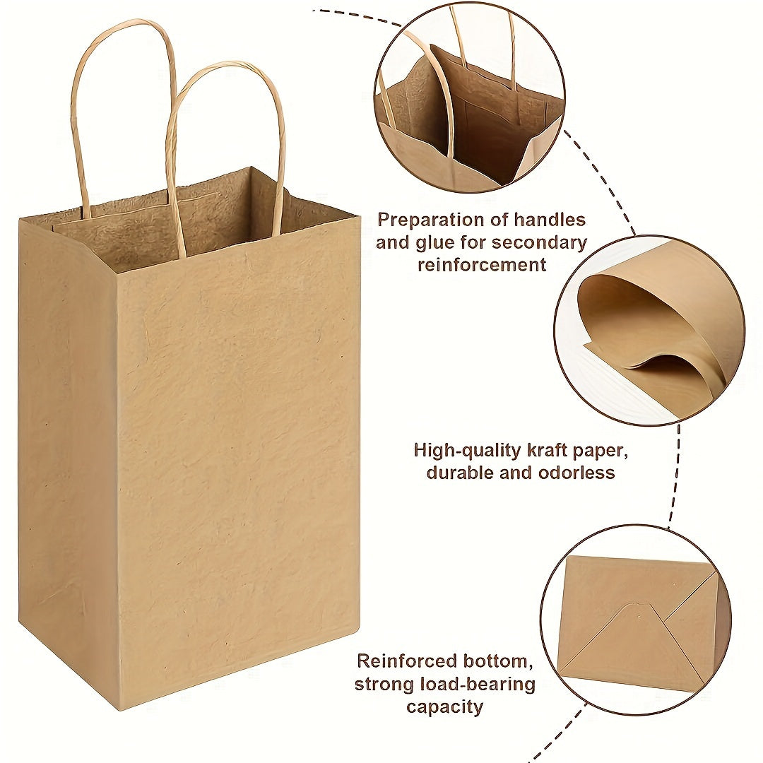 10 Pack Brown Kraft Paper Gift Bags with Handles for Shopping and Events